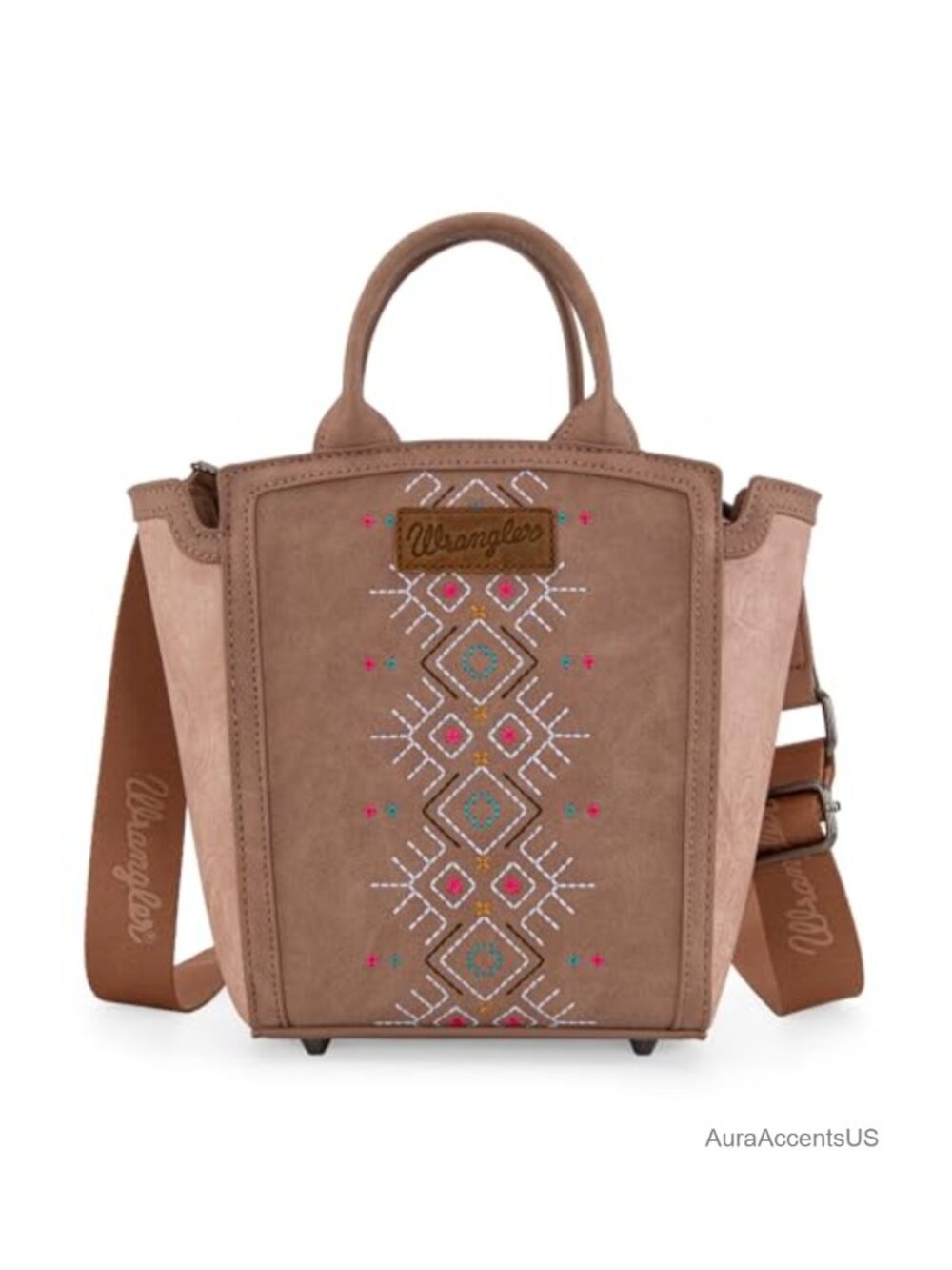 Western Aztec Embroidered Crossbody Clutch Faux Leather